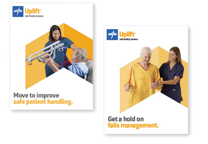 educational Uplift magazine cover with caregiver assisting patient