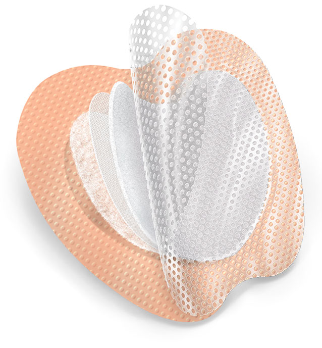 Ad for Medline Optifoam Gentle-Silicone Faced Foam and Border Dressing.