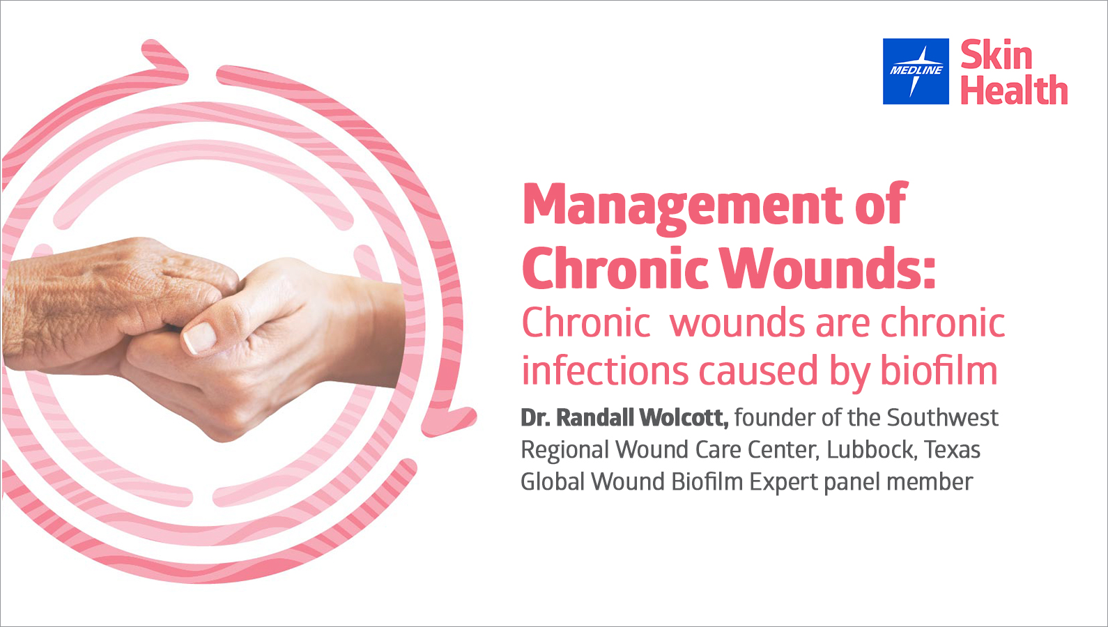 Title page to webinar about Incontinence Associated Dermatitis shows two hands clasping.
