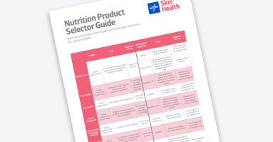 Sheet of paper printed with a Nutrition Product Selector Guide