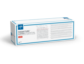 Box of Medline signature latex gloves