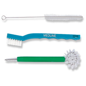 Collection of three different instrument cleaning brushes