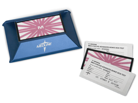 Bowie Dick test strips and holder—for monitoring the efficacy of sterilization equipment