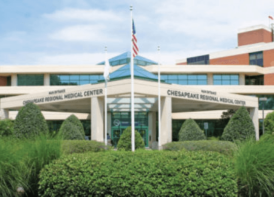 The outside of Chesapeake Regional Medical Center