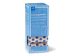 Dispenser box of rolled, elastic bandages