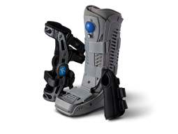 Collection of orthopedic braces and boots