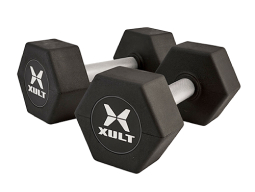 Pair of black and steel dumbells