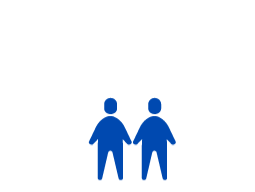 83 Graphic illustration of 10 human figures — seven white and three blue