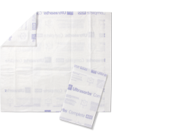 Ultrasorbs Complete — fully open and flat with a folded Ultrasorbs on top, showing the backsheet