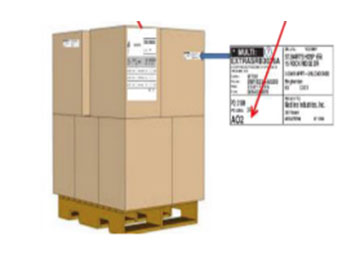 Illustration of bulk medical suppllies with barcode label highlighted