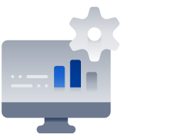 Data-reporting Illustration of grey invoice with blue dollar sign and white percent sign in blue magnifying glass