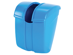 Blue, plastic storage container