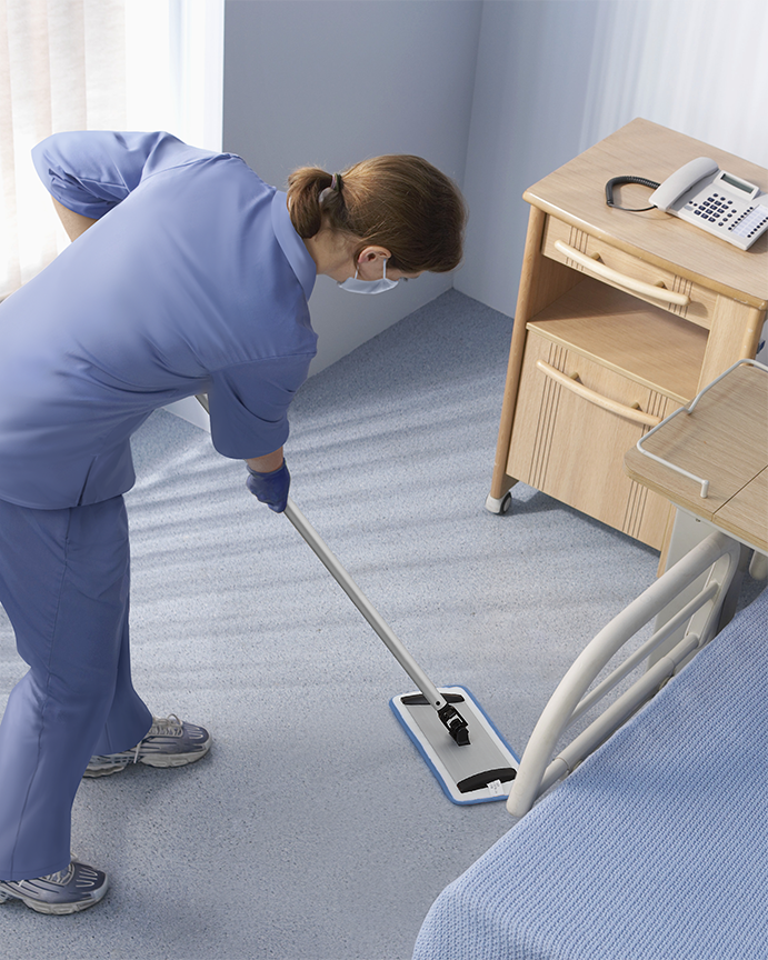 STK_EVS person cleaning room floor_RGB EVS person cleaning patient room
