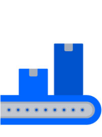 Engineering Simple illustration of two boxes reaching the end of an assembly line conveyor belt