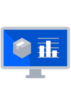 Information-systems Simple illustration of a computer screen showing a box and a bar graph