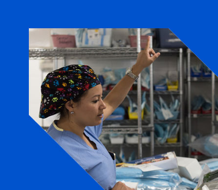 nurse going through her supplies