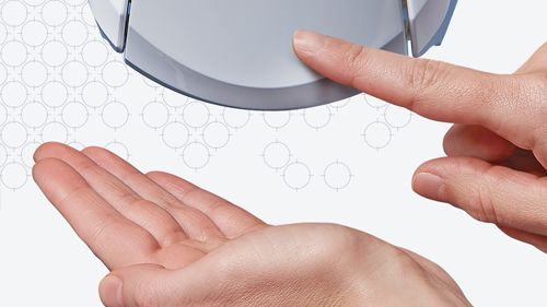 Using a manual sanitizer dispenser for Hand Hygiene
