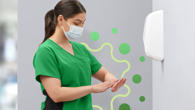 Clinician noticing improvement in skin condition through quality sanitizer product use