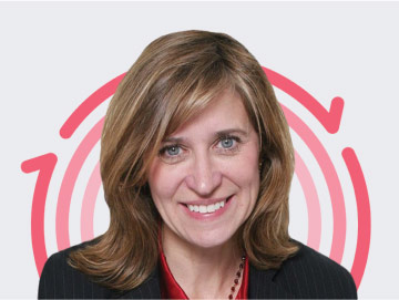 Photo of clinician (Dr. Barbara Bates-jensen) in front of Medline’s Skin Health logo 