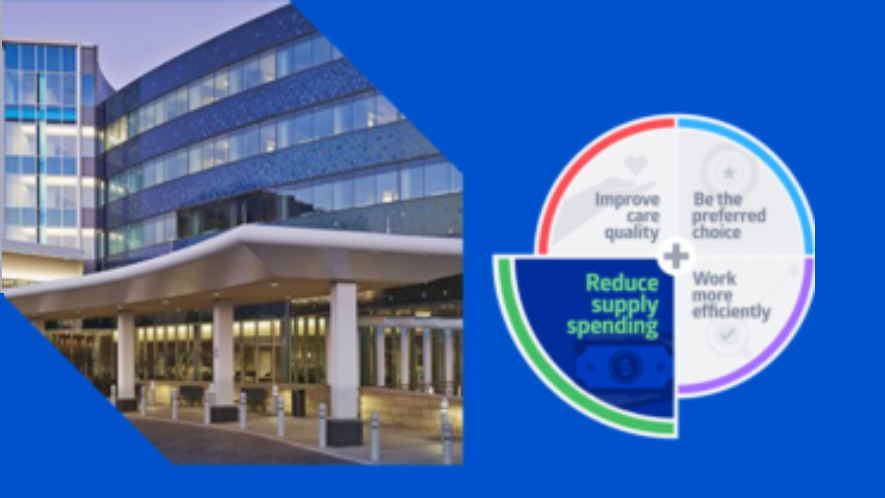 image of hospital system and the operational compass with reduce supply spending popped out
