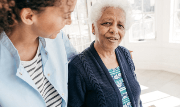 Caregiver advises patient on how nutrition impacts skin health