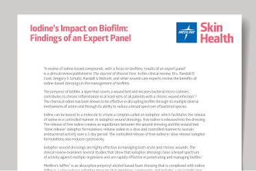 White paper on iodine dressing against a gray background