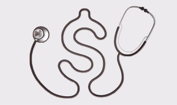 Stethoscope with cord in shape of a dollar sign