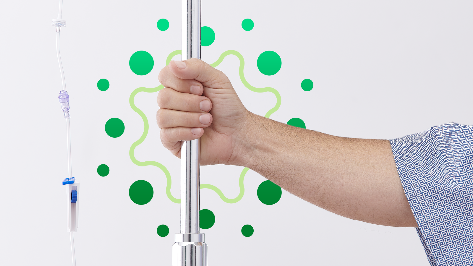 BAN_IP_Shared medical equipment_02_RGB Patient hand on IV pole