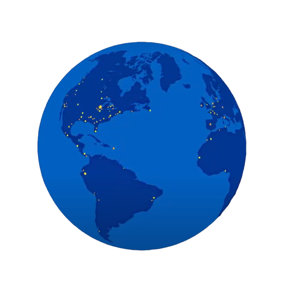 picture of globe Illustration of planet earth, with dots indicating Medline facility locations