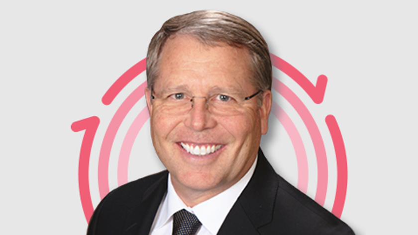 Headshot of Randall Wolcott, a wound care expert, in front of Skin Health logo.
