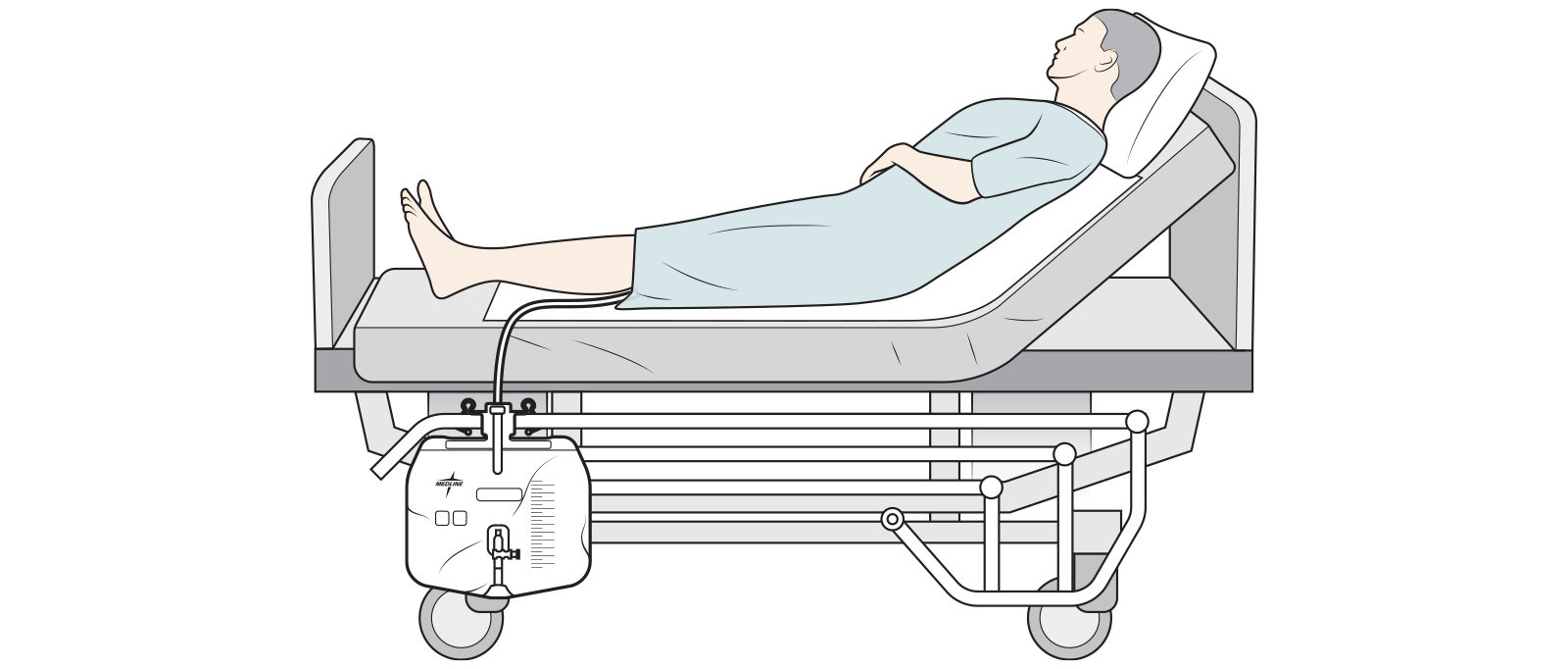 BAN_proper foley catheter set up_RGB Diagram of proper Foley catheter set up