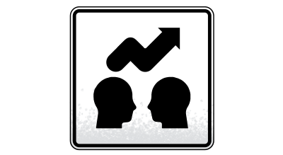 white road sign with communicate expectations icon
