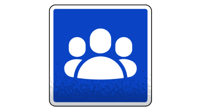 Blue road sign with engage partners icon