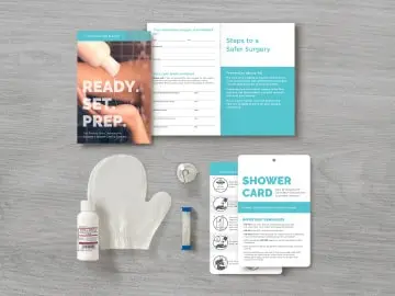 empower-patient-1-min Illustration of grey invoice with blue dollar sign and white percent sign in blue magnifying glass to show saving money