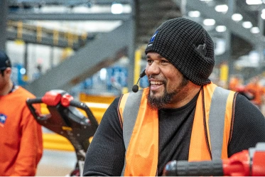 Two Medline warehouse workers checking inventory