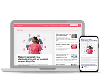 Laptop and smart phone showing Skin Health articles