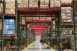 Large Medline warehouse holds inventory and supplies for customers, an important part of diversified supply chain reliability and resiliency.