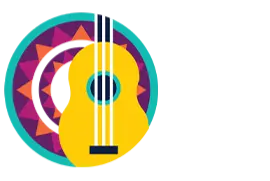 latinx Stringed instrument in front of purple circles