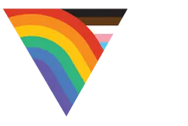 lgbtq Upside down triangle with program pride flag elements