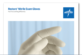 Preview of brochure that reads “Restore Nitrile Exam Gloves”