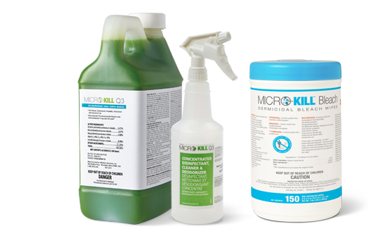 MicroKill spray bottle and wipes canister
