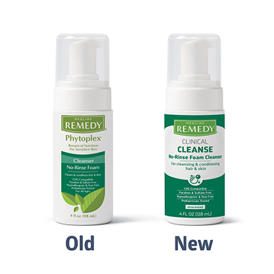 Remedy_Cininical_Cleanse_Old_New_RGB Old and new product packaging of Remedy no-rinse foam cleanser