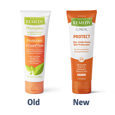 Remedy_Cininical_Protect_Old_New_RGB Old and new product tubes of Remedy zinc oxide paste