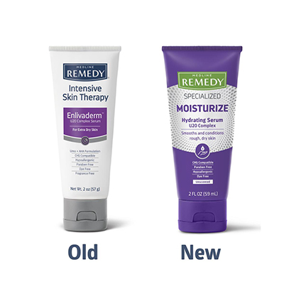 Remedy_Specialized_Moisturize_Old_New_RGB Old and new product tubes of Remedy moisturizer for specialized needs