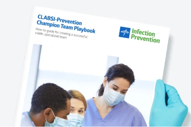 Cover of a CLABSI prevention playbook displayed