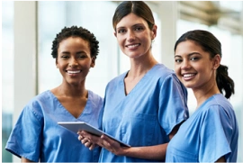 business_solutions_image1 Portrait of 3 smiling long-term care workers