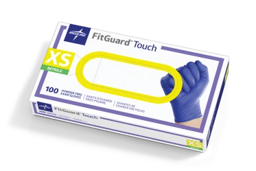 The box packaging for FitGuard Touch exam gloves
