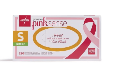 The box packaging for Generation Pink Sense exam gloves