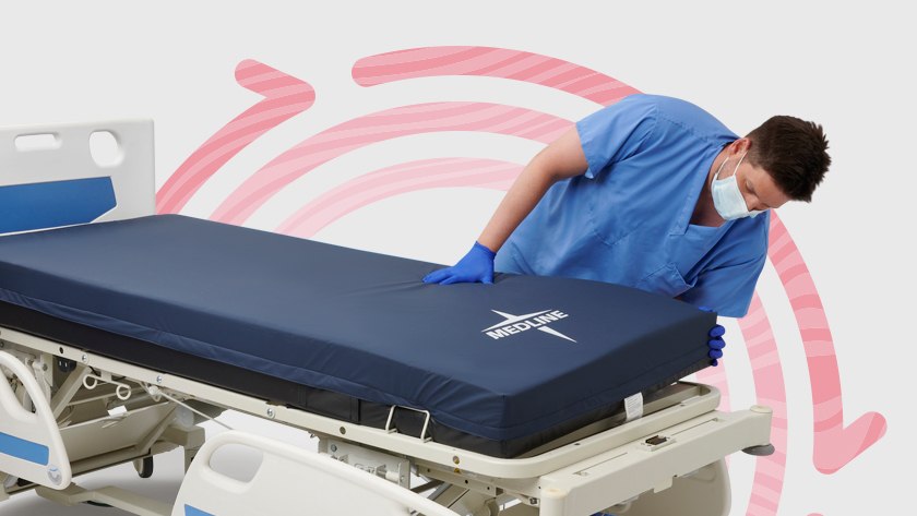 STK_SH_mattress_inspection_RGB Clinical specialist inspecting Medline mattress